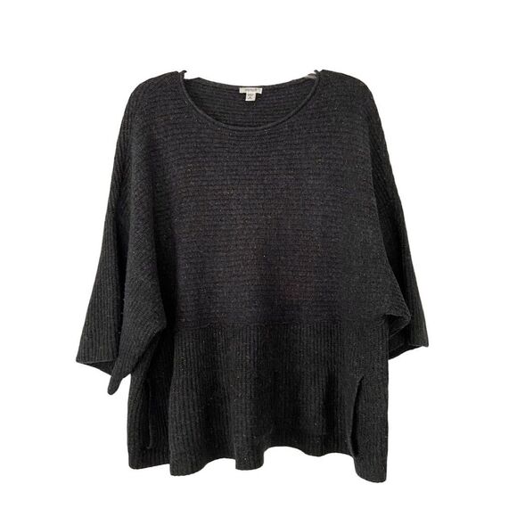 Pure Jill By J. Jill Boxy Oversized Pullover Sweater  Elbow Sleeve Gray Petite M - Picture 1 of 13